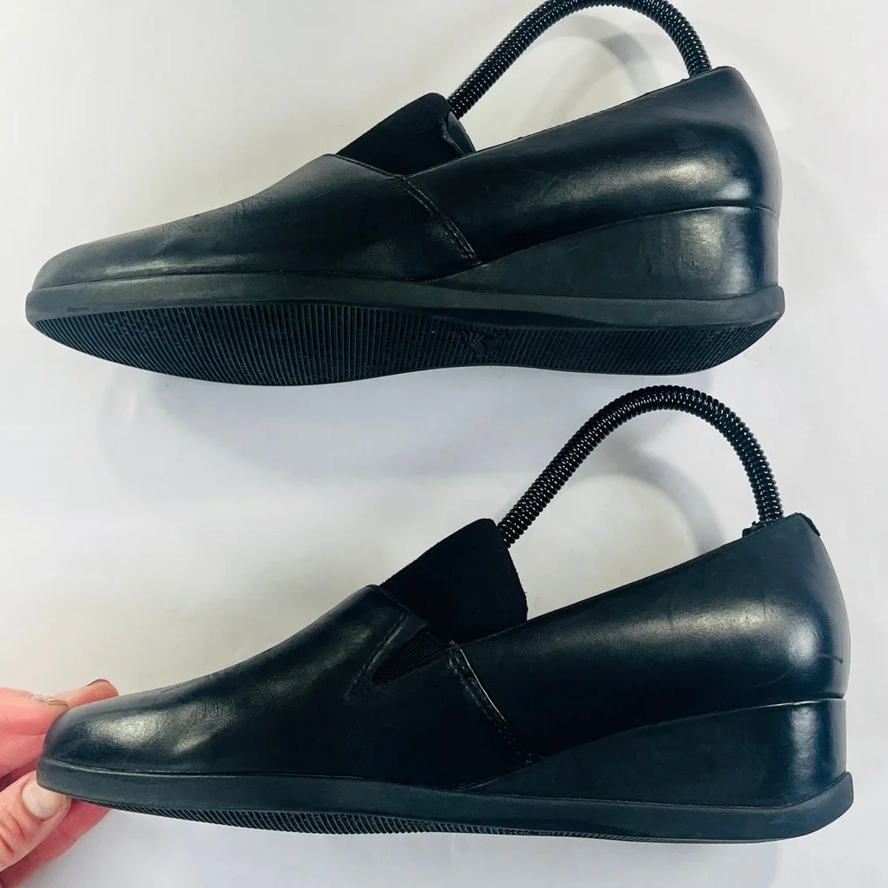 Dansko Shanda Shoes Womens 38/7.5-8‎ Black Leather Waterproof Wedge Heel Comfort - Picture 8 of 12